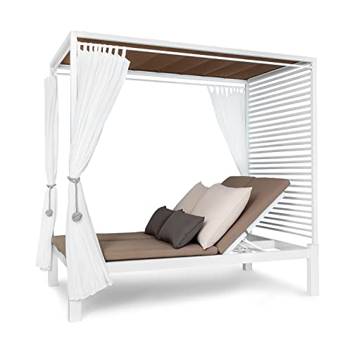 blumfeldt Cama Balinesa, Tumbona Doble Jardin Exterior Regulable y Respaldo Reclinable, Cama con Techo Solar, XL Sunbeds
