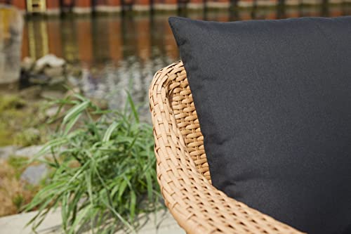 METRO Professional Conjunto Jardin Exterior, 4 Piezas, 1 Mesa, 1 sofá, 2 sillones Individuales, poliratán/Acero/poliéster, Cojines para Sofa, Outdoor, Resistente a la Intemperie, marrón/Negro