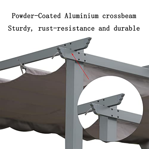 [Actualizado] Angel Living Pérgola de Aluminio con Techo Retráctil, Pabellón con Diseño Elegante, Cenador con Tela de Poliéster Resistente al Agua y a UV, Uso para el Exterior (3 x 4, Gris)