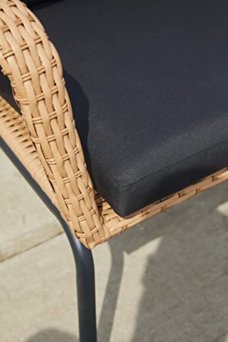 METRO Professional Conjunto Jardin Exterior, 4 Piezas, 1 Mesa, 1 sofá, 2 sillones Individuales, poliratán/Acero/poliéster, Cojines para Sofa, Outdoor, Resistente a la Intemperie, marrón/Negro