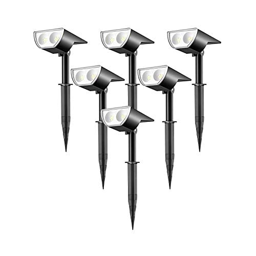 Linkind Lámpara Solar de Jardín, 【6 Piezas】Foco Solar Exterior LED, Luz Solar IP67 Resistente al Agua con Pincho, Iluminacion Jardin 6500 K Luz Blanco Frío para Suelo, Césped, Patio, Terreza.