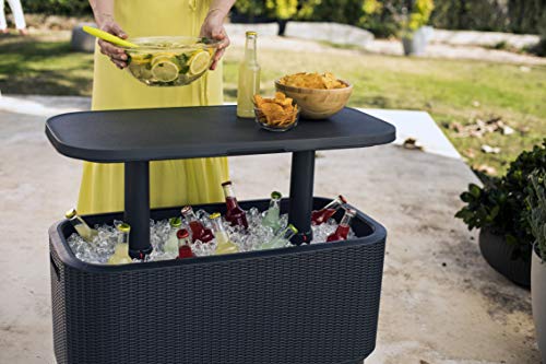 Keter Bevy Bar - Mesa Nevera para Exterior y Jardín, Capacidad 60L, Color Grafito