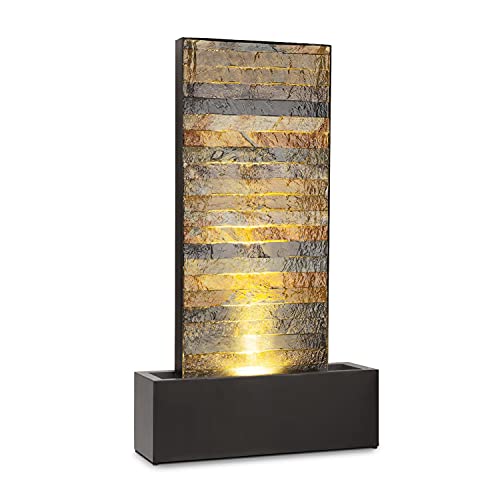 Blumfeldt Raincastle - Fuente para Patio, Circulación Continua del Agua en Circuito Cerrado, 8W, Certificado de protección IPX8, Metal zincado, estética ladrillo, Interior y Exterior, Gris