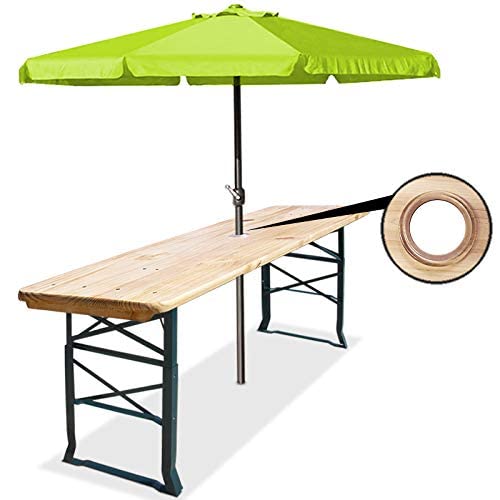 Deuba® Mesa Cervecera Plegable 170cm de Madera Altura Ajustable Catering Eventos Comedor Jardín Buffet