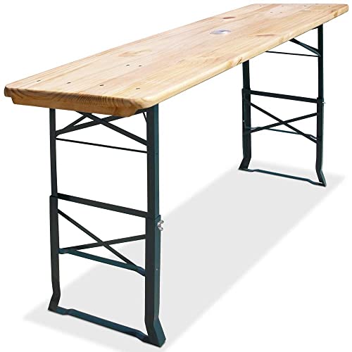 Deuba® Mesa Cervecera Plegable 170cm de Madera Altura Ajustable Catering Eventos Comedor Jardín Buffet