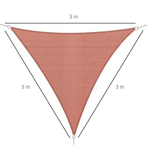 Toldo Vela 3x3x3m Triangulo Color Rojo Sombrilla Parasol Terraza Jardin Camping