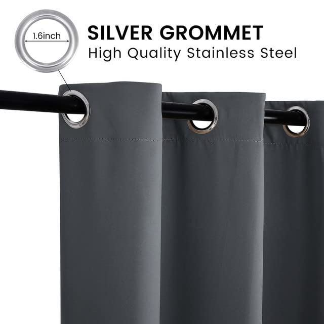 Cortinas de Exterior Resistentes a la Intemperie,Cortinas para Exteriores Opacas con Aislamiento térmico para Exteriores para jardín,Patio,Puerta,Gazebo,pérgola,balcón,Gris oscuro,2 Piezas|132x238cm