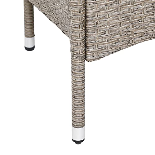 Deuba Conjunto de Poliratán 4+1 Mesa 90x90cm 4 Sillas Apilables Cojines Lavables Muebles de Jardín