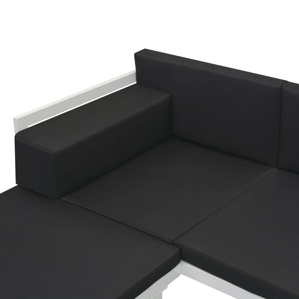 vidaXL Set Muebles Jardín 13 Pzas Aluminio Negro Blanco Sofá Mesa de Exterior