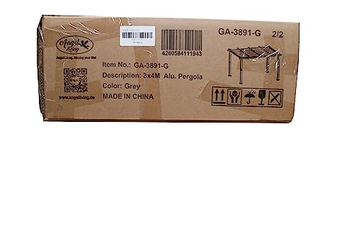 [Actualizado] Angel Living Pérgola de Aluminio con Techo Retráctil, Pabellón con Diseño Elegante, Cenador con Tela de Poliéster Resistente al Agua y a UV, Uso para el Exterior (3 x 4, Gris)