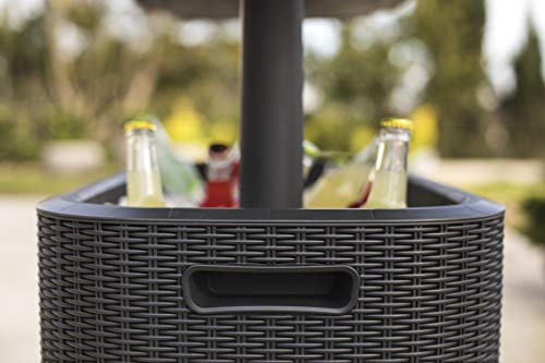 Keter Bevy Bar - Mesa Nevera para Exterior y Jardín, Capacidad 60L, Color Grafito