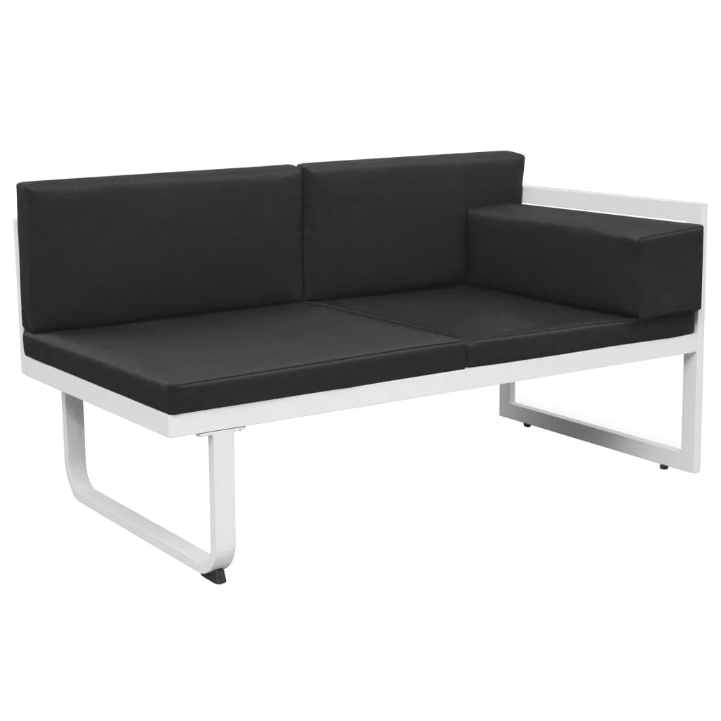 vidaXL Set Muebles Jardín 13 Pzas Aluminio Negro Blanco Sofá Mesa de Exterior