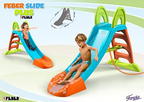 FEBER - Tobogán Slide Plus con Agua con hueco para la poner la manguera,escaleras antideslizantes,multicolor, de resistencia y fácil montaje, para niños de 2 y 7 años, FAMOSA(800009001)Versión previa