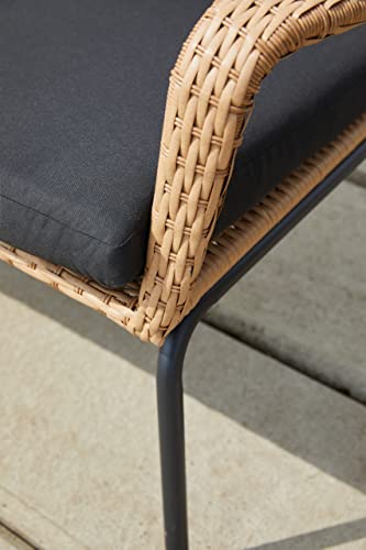 METRO Professional Conjunto Jardin Exterior, 4 Piezas, 1 Mesa, 1 sofá, 2 sillones Individuales, poliratán/Acero/poliéster, Cojines para Sofa, Outdoor, Resistente a la Intemperie, marrón/Negro