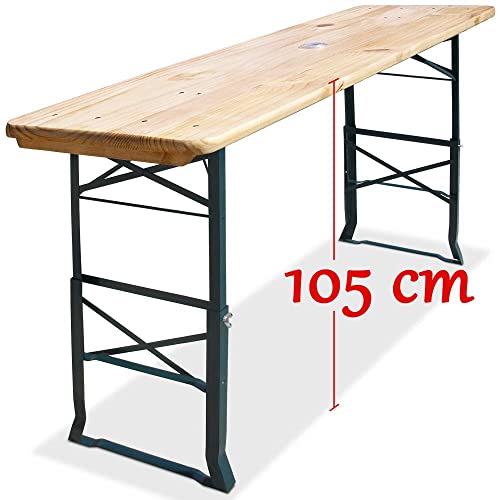 Deuba® Mesa Cervecera Plegable 170cm de Madera Altura Ajustable Catering Eventos Comedor Jardín Buffet