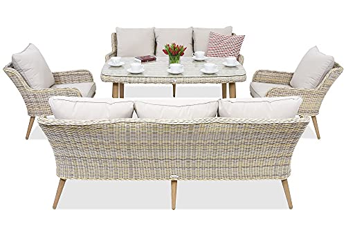 Garden Point Bilbao Apetito 8 Beige| Elegante Juego de Muebles para Cada jardín.