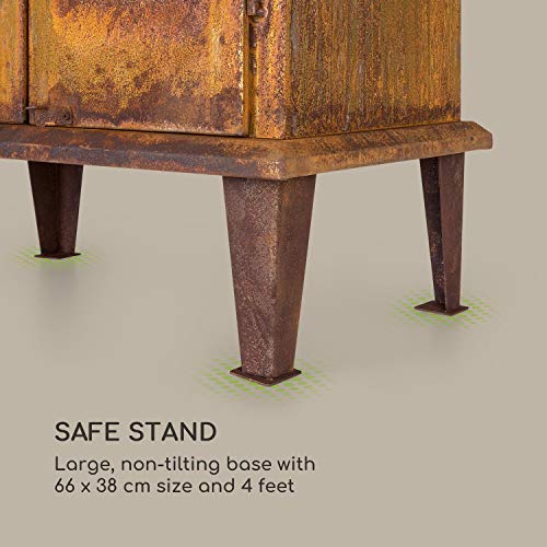 blumfeldt Flame Locker Chimenea de Exteriores - Horno de terraza, Rústico: Aspecto Oxidado, Brasero de 58 x30 cm, Depósito de Cenizas, FireView, Estructura de Acero sólida, Marrón Oscuro