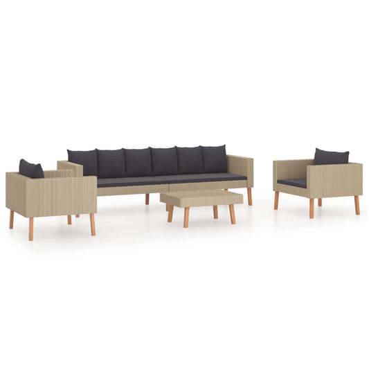 Deufre Conjunto Muebles de Jardín de Ratán 4 Piezas Sofa Jardin Exterior Sofas Exterior Jardin Ratan Conjunto Jardin con Cojines Lavables para Jardín Terraza Patio Beige