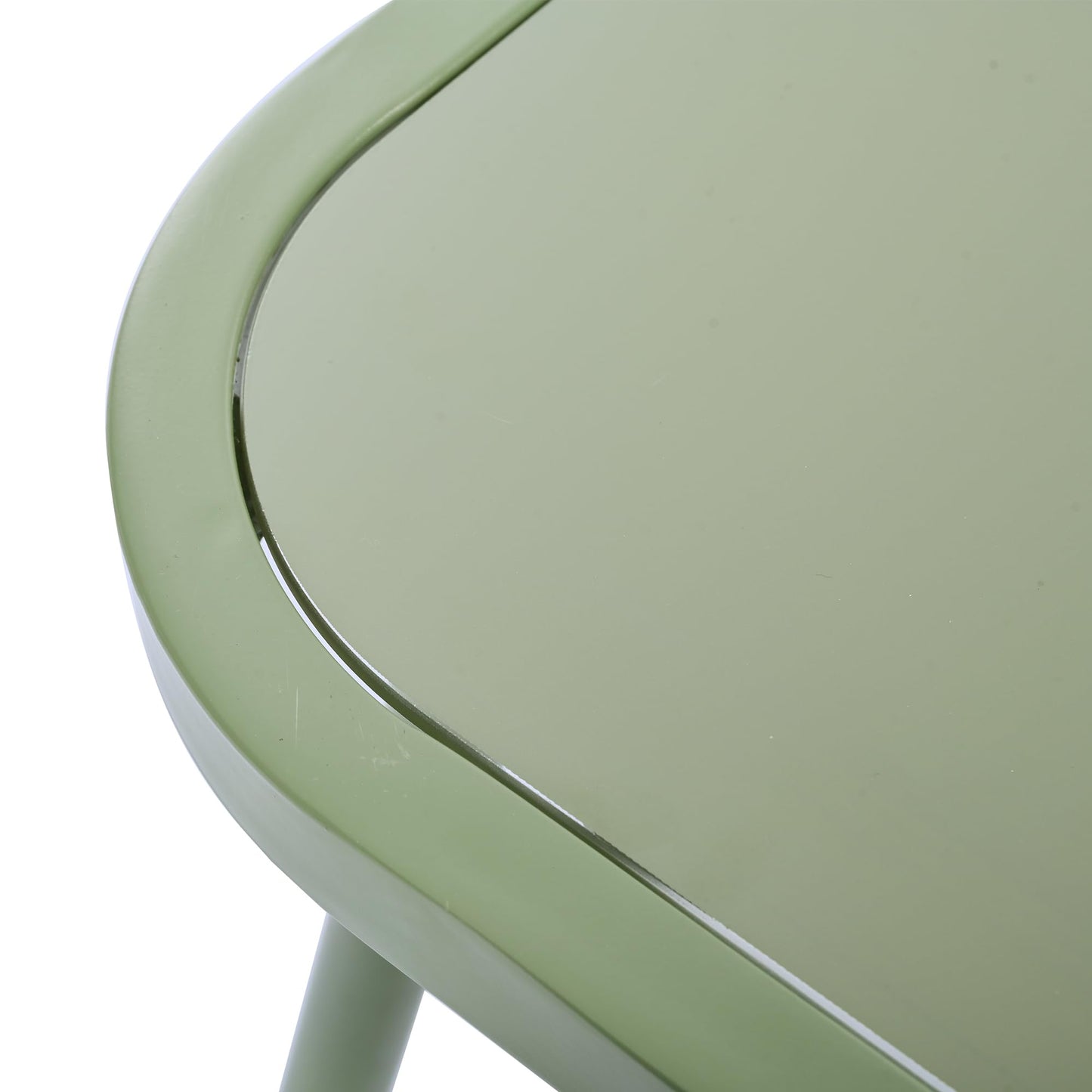 Racxily Juego de muebles de jardín, 2 sofás y 1 mesa, muebles de jardín, de hierro, con cojín de asiento, patas ajustables, verde