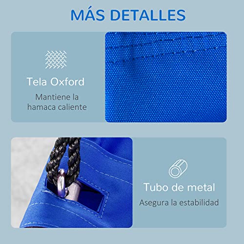 Outsunny Columpio con Tienda Infantil Columpio Nido con Puerta Enrollable y 2 Ventanas de Malla para Niños y Adultos Carga MAX. 200 kg Interior y Exterior Ø100x180 cm Negro y Azul