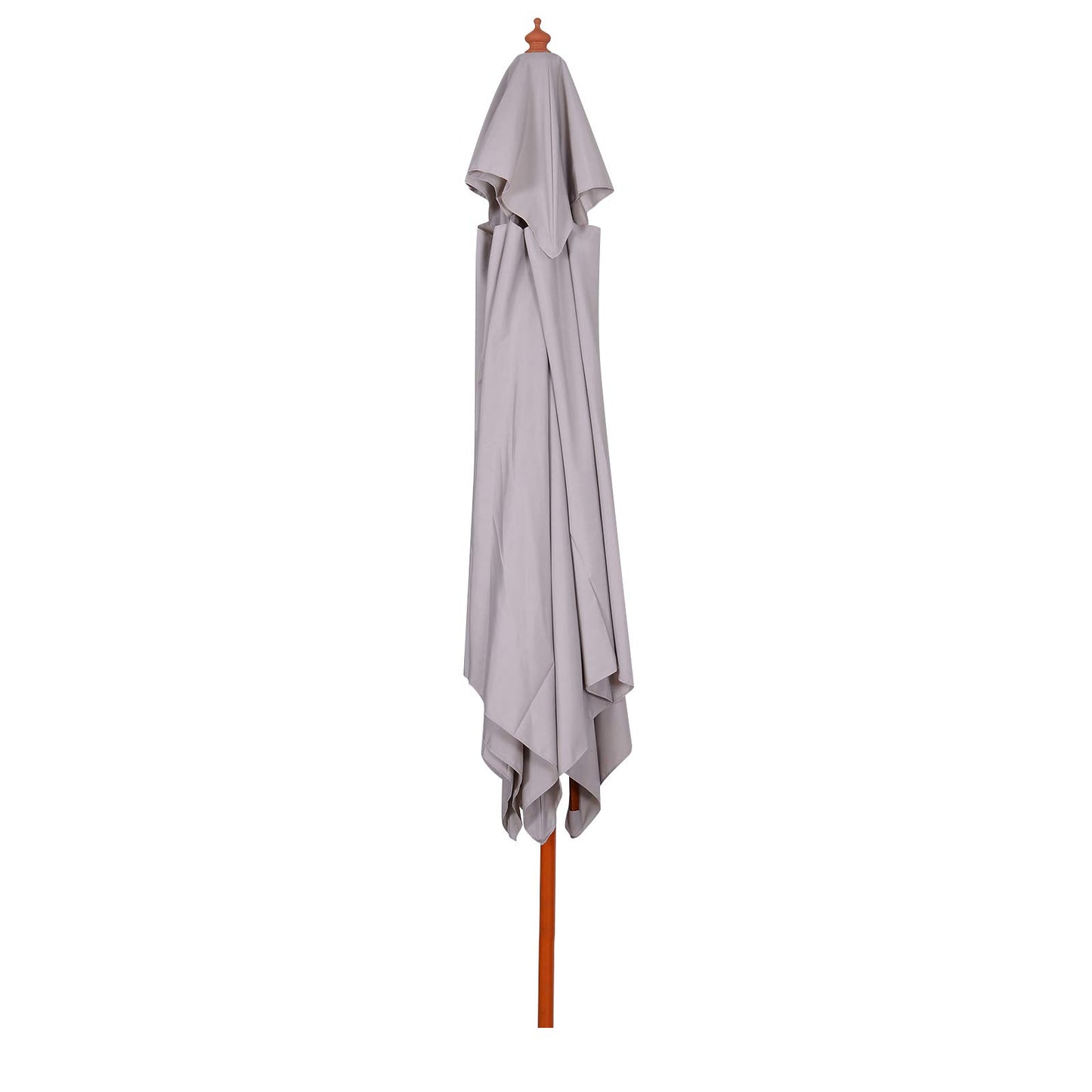 Outsunny Sombrilla de Jardín 3x3x3 m Parasol de Jardín de Bambú con Doble Techo Sistema de Polea Impermeable para Terraza Balcón Exterior Gris