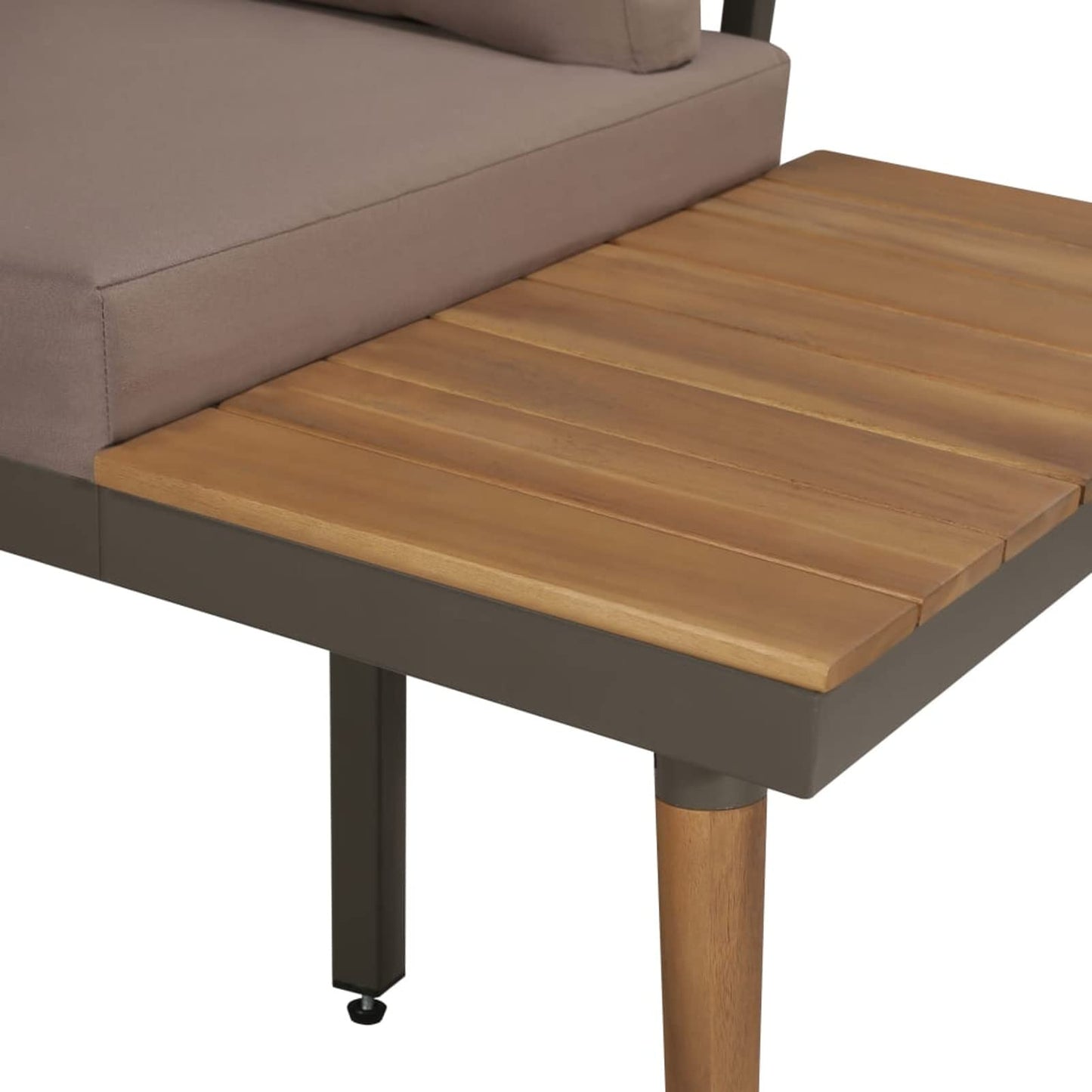 Festnight Conjuntos de Muebles de Jardín Exterior 4 Piezas, Sofá Exterior,Conjunto de Jardín de Madera Acacia, Muebles de Terraza,Sofa Jardin Exterior con Cojines para Jardín Terraza (Marrón y Gris)