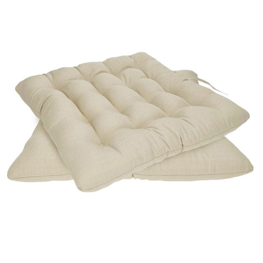 Tesosy Pack 2 Cojines para Sillas, Cojín Decorativo de Asiento（40+ -2cm） x 5cm con Correas de Sujeción, Asiento Imitacionde Lino, Ideal para la Decoración de Jardín, Beige