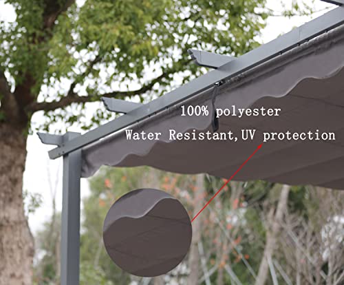 [Actualizado] Angel Living Pérgola de Aluminio con Techo Retráctil, Pabellón con Diseño Elegante, Cenador con Tela de Poliéster Resistente al Agua y a UV, Uso para el Exterior (3 x 4, Gris)