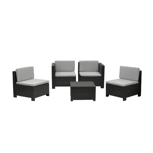Shaf - Verona | Set Muebles de Salon Exterior Modular - Conjunto Muebles Jardin Exterior 4 Plazas | Fabricado en España con Materiales Reciclados - Color Grafito