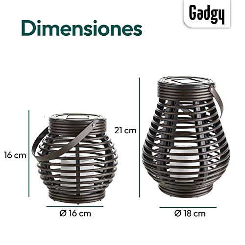 Gadgy Farolillos decorativos - 2 Piezas Forme Redondos y Lágrima para Exterior - Plástico Marmóreo Marrón - LED luz solar Jardín Patio