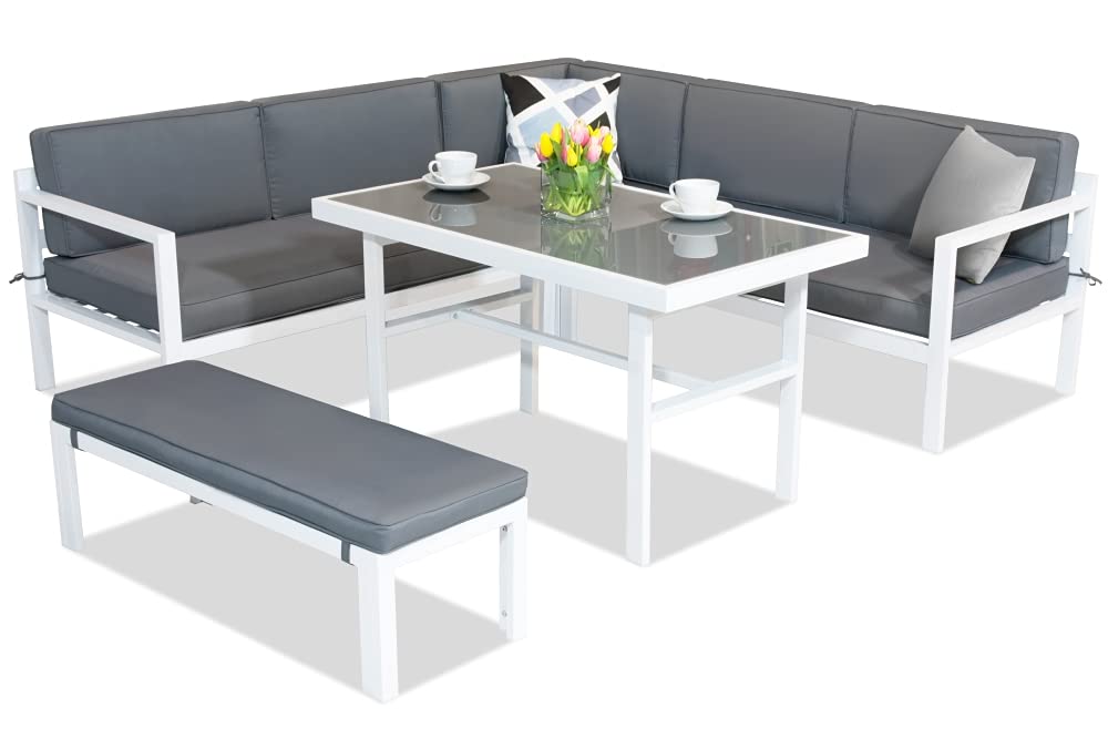 Garden Point Porto Muebles de jardín en Acero Blanco | Elegante Juego de Muebles para Cada jardín.