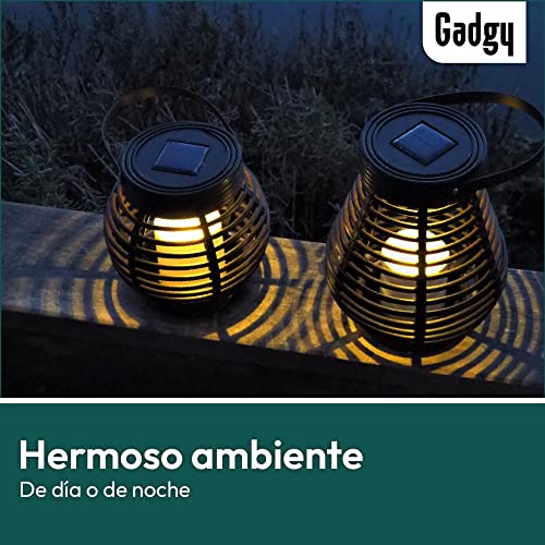 Gadgy Farolillos decorativos - 2 Piezas Forme Redondos y Lágrima para Exterior - Plástico Marmóreo Marrón - LED luz solar Jardín Patio