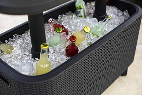 Keter Bevy Bar - Mesa Nevera para Exterior y Jardín, Capacidad 60L, Color Grafito