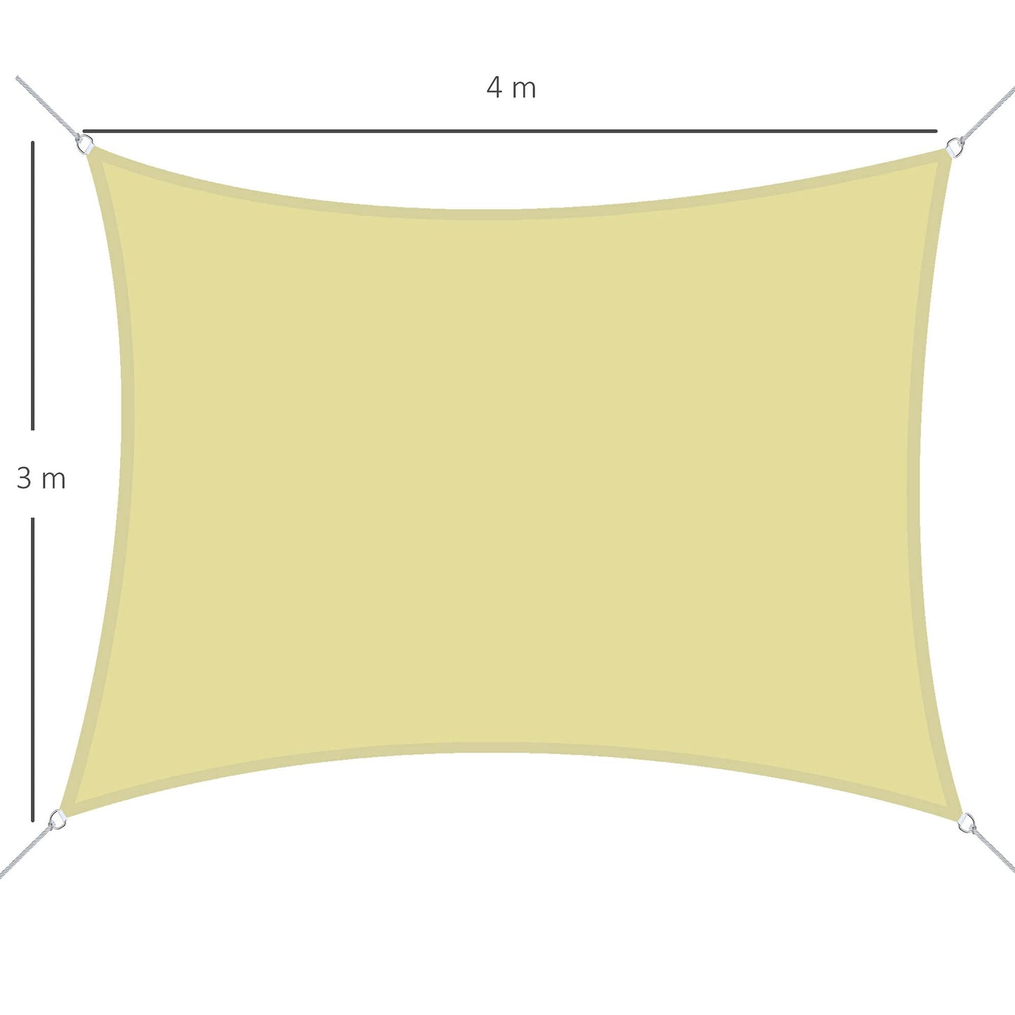 Outsunny Toldo Vela Rectángulo 3x4m Vela de Sombra para Terraza Jardín Camping Resistente al Agua Protección UV Poliéster Color Arena