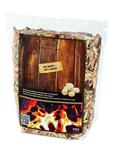 RÖSLE Astillas para ahumar de nogal americano, 750 g, para ahumar en ahumador, barbacoas de carbón y de gas, activas al humo, madera natural, marrón
