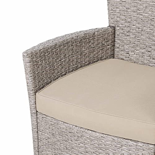Deuba Conjunto de Poliratán 4+1 Mesa 90x90cm 4 Sillas Apilables Cojines Lavables Muebles de Jardín
