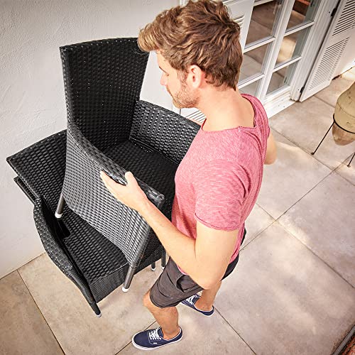 CASARIA Conjunto de Jardín para 8 Personas 1 Mesa y 8 Sillas Apilables de Poliratán Negro Muebles de Exterior
