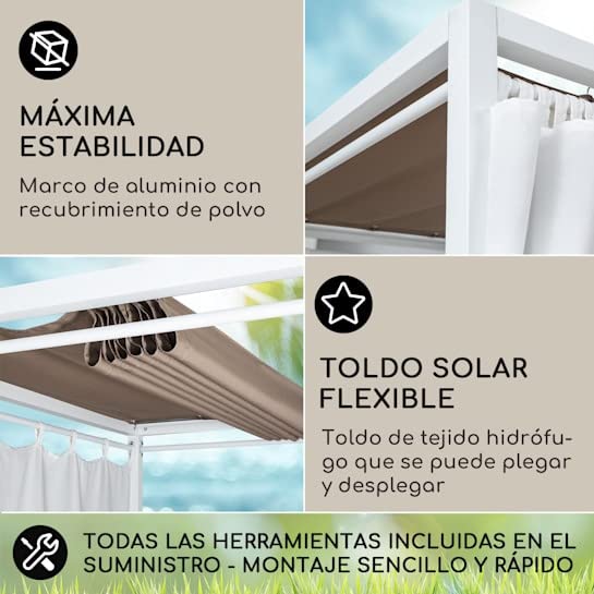 blumfeldt Cama Balinesa, Tumbona Doble Jardin Exterior Regulable y Respaldo Reclinable, Cama con Techo Solar, XL Sunbeds