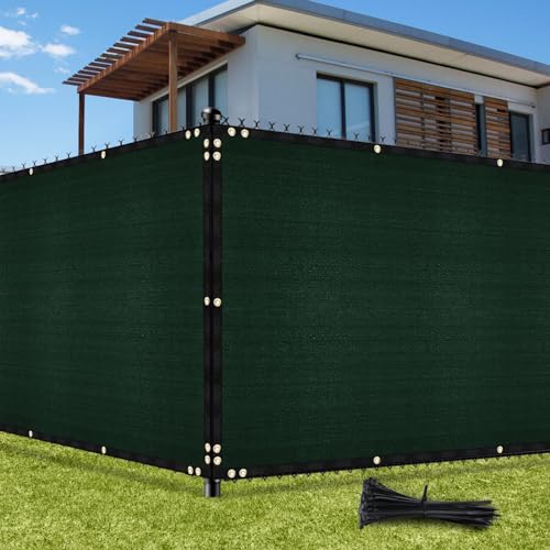 UIRWAY Malla de Ocultacion Jardin Verde 1.8 x 15.24m Malla Sombreo 142 g/m² Densidad HDPE UV Protección para Vallas de Jardín, Terraza, Balcón con Cable (Verde)