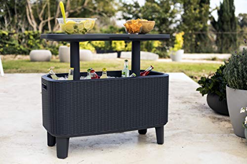 Keter Bevy Bar - Mesa Nevera para Exterior y Jardín, Capacidad 60L, Color Grafito