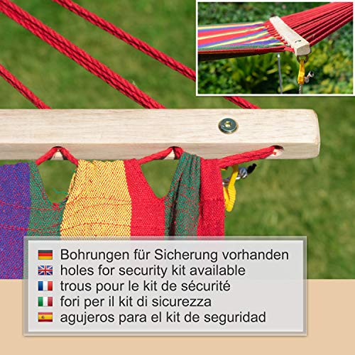 Ampel 24 - Soporte para Hamaca de Madera Madagascar XL 400cm / Hamaca 200 x 120cm / Madera de alerce/Capacidad hasta 150kg / con Sistema de Seguridad