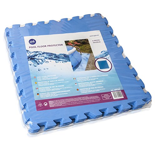 Gre MPF509 - Protector de Suelo para Piscina Fabricado en EVA Azul, 9 Piezas, 4.5 mm de Grosor, Resistente y Antipinchazos