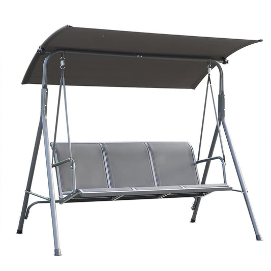 Angel Living - Hamaca Colgante 037, Columpio de Jardín con el Techo de Gris y la Silla de Tesling, 170x110x152cm (3 Plazas, Textileno)