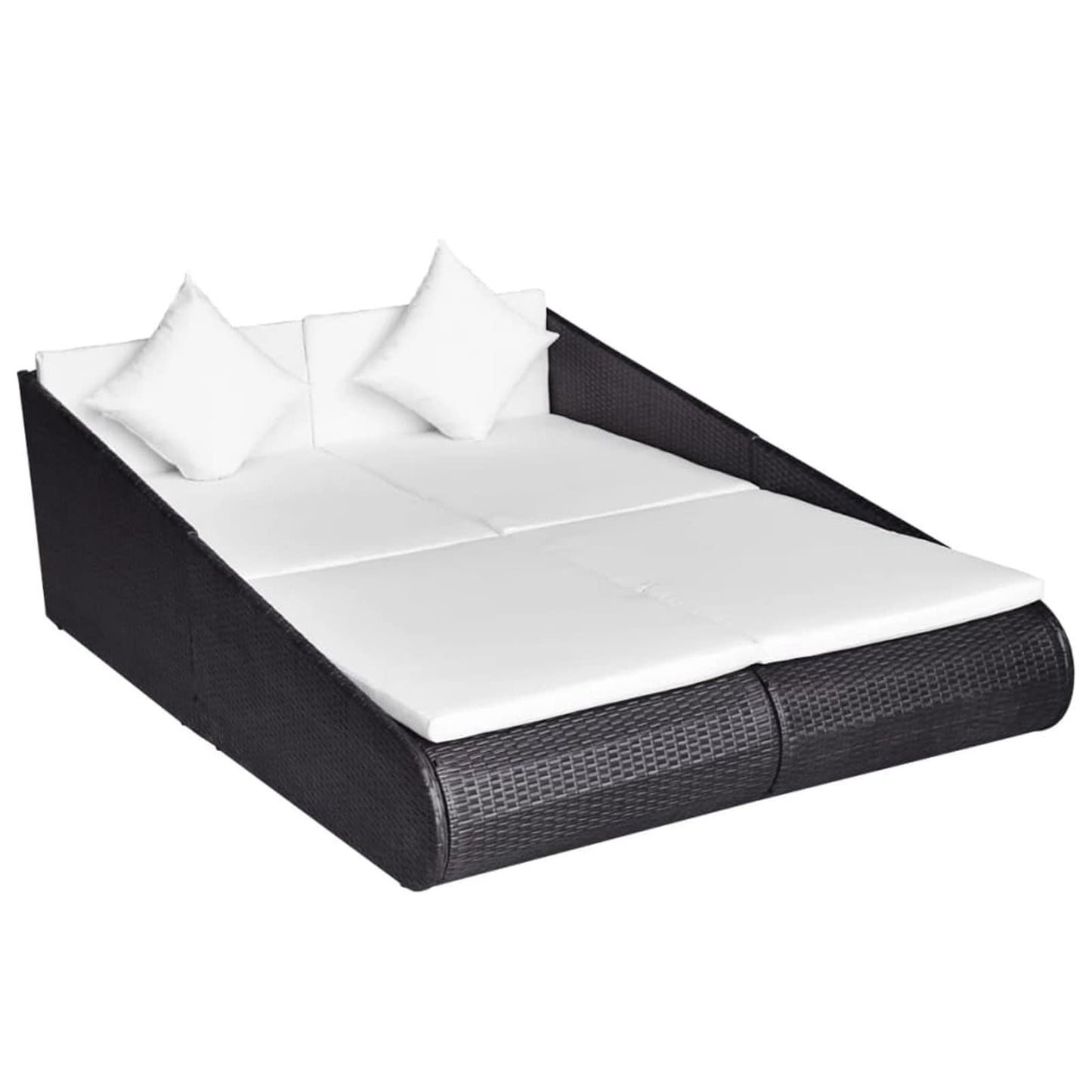 Deufre Tumbona Doble Tumbona Terraza Cama Jardín Sofa Exterior con Dosel Sofas Exterior Jardin Ratan Muebles de Jardín Conjunto Jardin con Cojines Lavables para Jardín Terraza Patio Negro