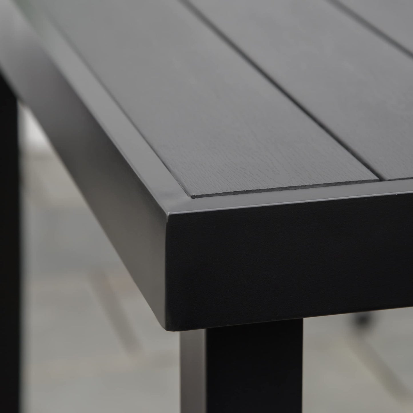 Outsunny Mesa de Jardín Rectangular para 6 Personas Mesa de Comedor Exterior 140x90x74 cm con Encimera de Listones y Estructura de Aluminio para Terraza Balcón Negro