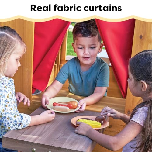 KidKraft Casita Infantil Moderna de Madera con Cocina de Juguete, Mesa y Banco para niños y niñas, casita de Juego para Exterior, jardín o Patio (00182)