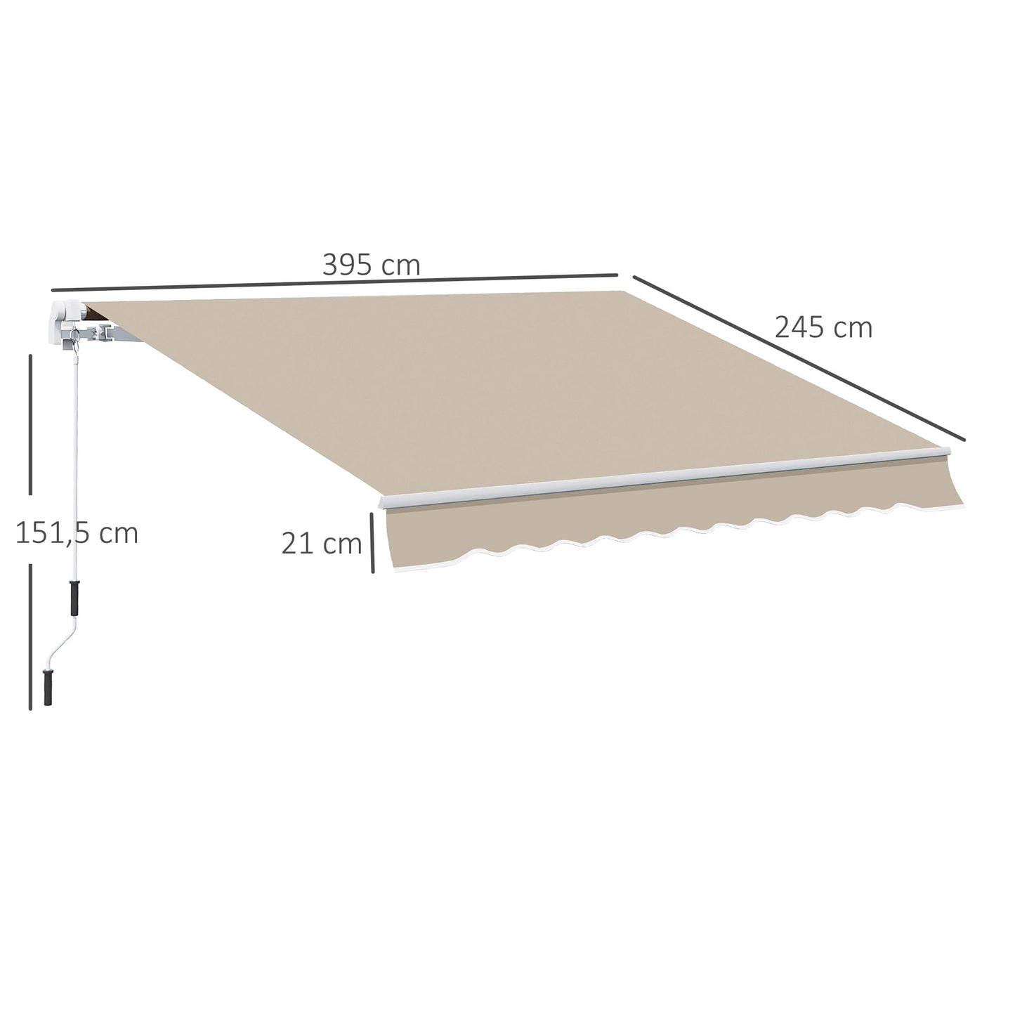 Outsunny Toldo para Patio Balcón Terraza y Jardín con Brazo articulado de Aluminio y Tela de Poliéster de 280g/m2 400x250cm (Marrón)
