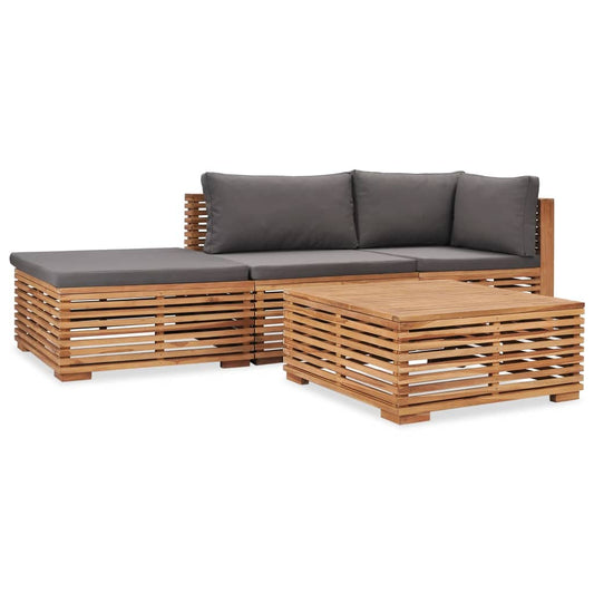 vidaXL Muebles de Jardín 6 Piezas con Cojines Mobiliario Exterior Patio Terraza Hogar Sofá Silla Mesa Asiento Suave Robusto Crema Madera Maciza Teca
