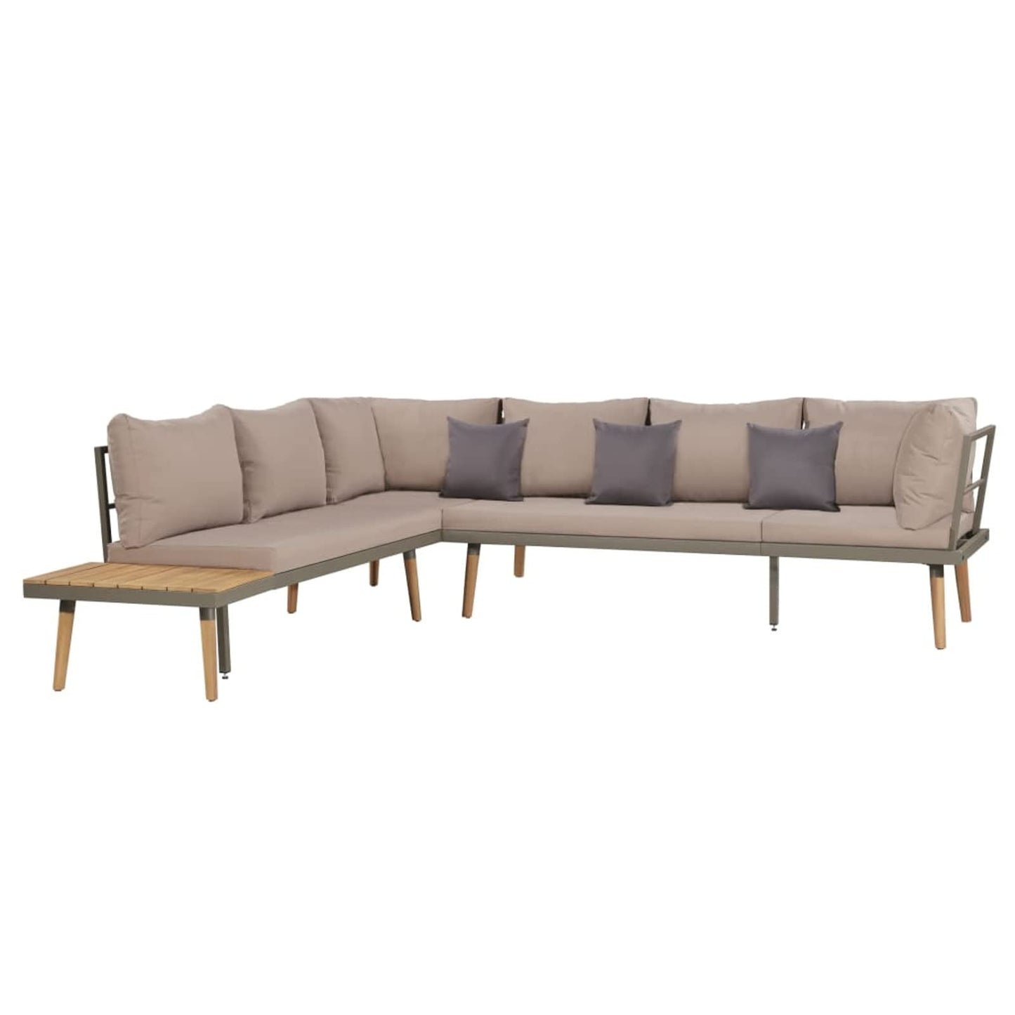 Festnight Conjuntos de Muebles de Jardín Exterior 4 Piezas, Sofá Exterior,Conjunto de Jardín de Madera Acacia, Muebles de Terraza,Sofa Jardin Exterior con Cojines para Jardín Terraza (Marrón y Gris)