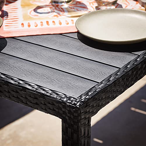 CASARIA Conjunto de Jardín para 8 Personas 1 Mesa y 8 Sillas Apilables de Poliratán Negro Muebles de Exterior